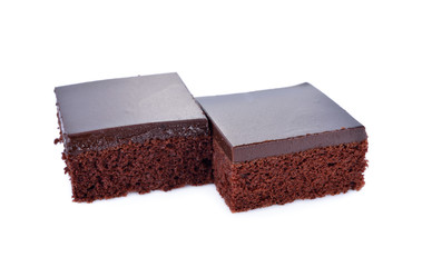 soft chocolate cake on white background