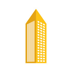 Yellow building with pointed top line sticker icon image