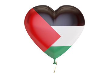 balloon with Palestine flag in the shape of heart, 3D rendering