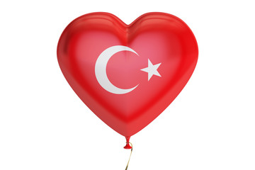 balloon with Turkey flag in the shape of heart, 3D rendering