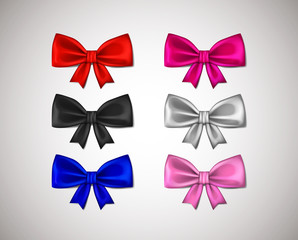 Realistic ribbon bows, red, pink, blue, silver,black - all color
