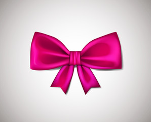 Realistic Pink ribbon bow isolated on white background. Vector i