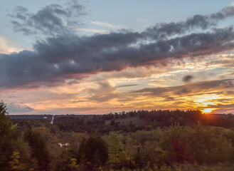 Sunset Over Rural Farm Land