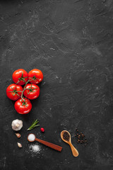 concept cook work on dark background top view mock up