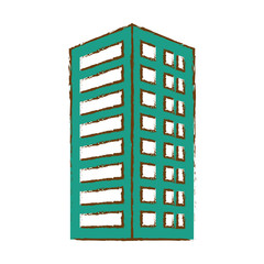 Green city building line sticker image icon, vector illustration