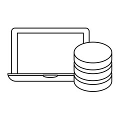 figure connected computer banner server design, vector illustration