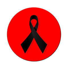 Black Awareness Ribbon. Vector Illustration.