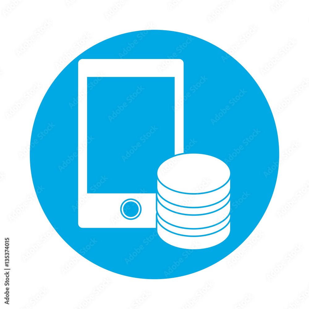 Poster symbol optimization server smartphone database icon, vector illustration