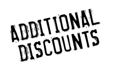 Additional Discounts rubber stamp. Grunge design with dust scratches. Effects can be easily removed for a clean, crisp look. Color is easily changed.