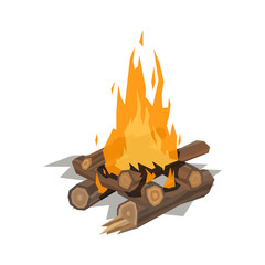 Bonfires flame isolated vector illustration.