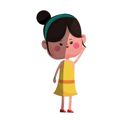 kawaii girl  icon over white background. colorful design. vector illustration