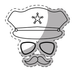 figure hat, glasses and mustache police icon vector illustration