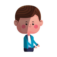 kawaii boy icon over white background. colorful design. vector illustration