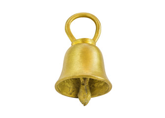 A small bell is a handmade made from brass. Isolated on white background. (with clipping path)