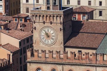 Fototapeta na wymiar Clock tower in Bologna
