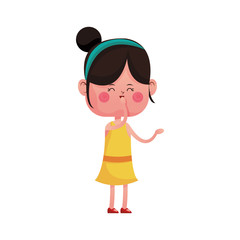 kawaii girl  icon over white background. colorful design. vector illustration