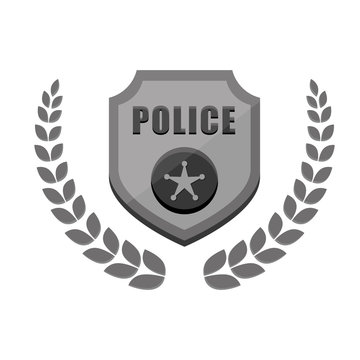 grayscale police badge icon image, vector illustration