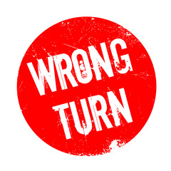 Wrong Turn rubber stamp. Grunge design with dust scratches. Effects can be easily removed for a clean, crisp look. Color is easily changed.