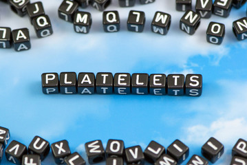 The word platelet on the sky background