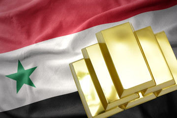shining golden bullions on the syria flag