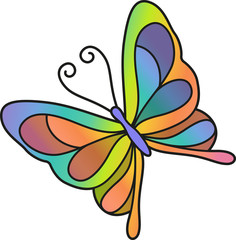 Vector illustration of a rainbow butterfly