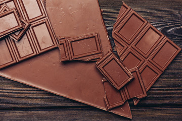 slices of chocolate on the table, sweets