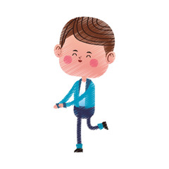kawaii boy icon over white background. colorful design. vector illustration