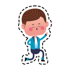 kawaii boy icon over white background. colorful design. vector illustration