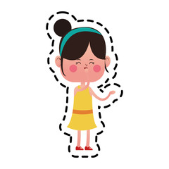 kawaii girl icon over white background. colorful design. vector illustration