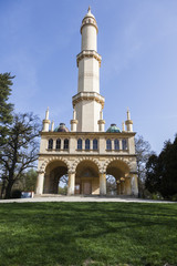 Fototapeta na wymiar Minaret in Lednice. Lednice, South Moravia, Czech Republic.