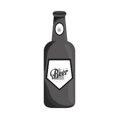 grayscale bottle of beer icon design, vector illustration