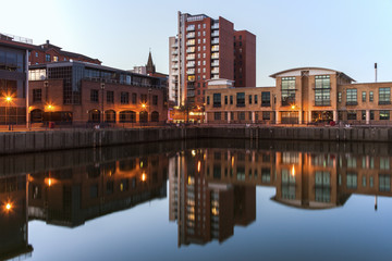 Fototapeta na wymiar Belfast architecture along River Lagan