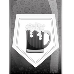grayscale glass beer icon image design, vector illustration