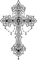 Vector illustration of an ornated cross