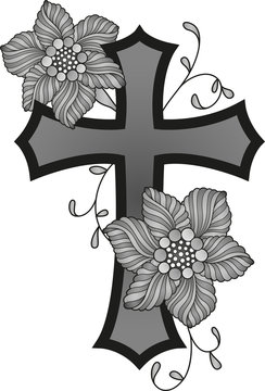 Vector illustration of an ornated cross