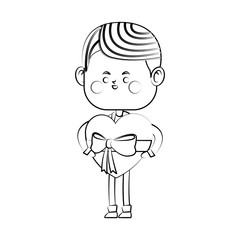 kawaii man with heart icon over white background. vector illustration