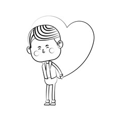 kawaii man with heart icon over white background. vector illustration