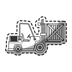 Naklejka premium forklift truck icon over white background. vector illustration