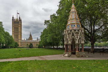 Fototapeta na wymiar LONDON, ENGLAND - JUNE 19 2016: Victoria Tower in Houses of Parliament, Palace of Westminster, London, England, Great Britain