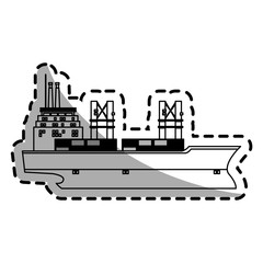 cargo ship with containers  over white background. vector illustration