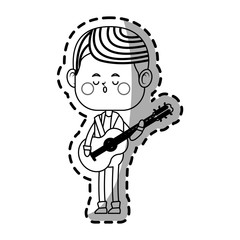kawaii man with guitar over white background. vector illustration