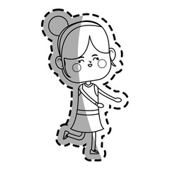 kawaii girl icon over white background.vector illustration