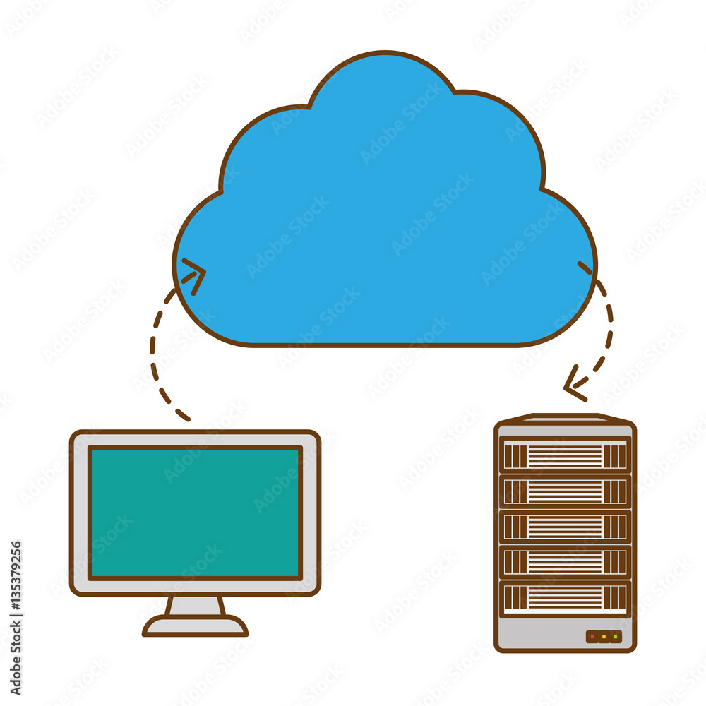 Poster database hosting and tuning connecting image, vector illustration