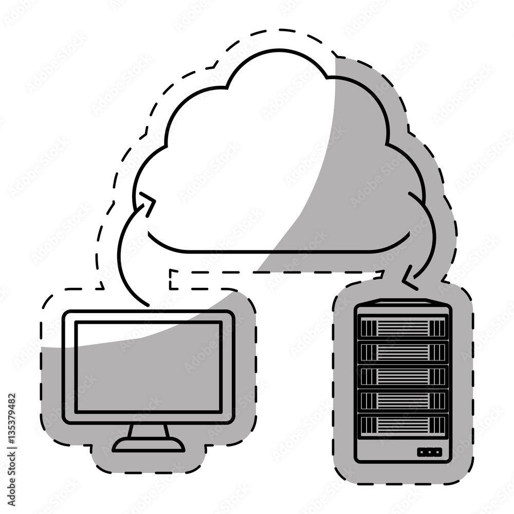 Poster database hosting and tuning connecting image, vector illustration