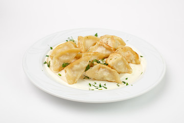 A beautiful snack. Dish on white background