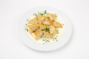 A beautiful snack. Dish on white background