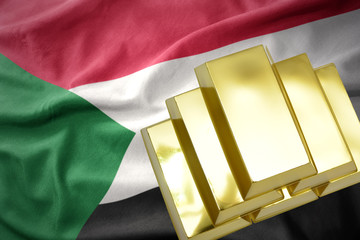 shining golden bullions on the sudan flag