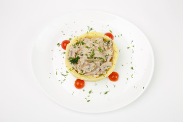 Beautiful meat dish on a white background