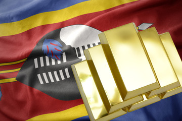 shining golden bullions on the swaziland flag