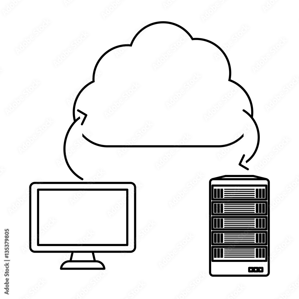 Poster database hosting and tuning connecting image, vector illustration